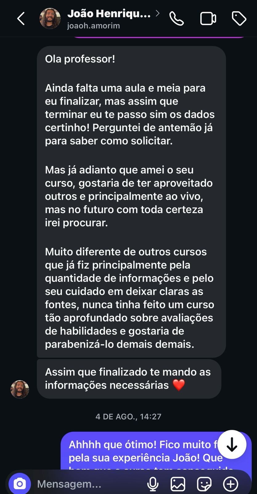 Depoimento de João Henrique